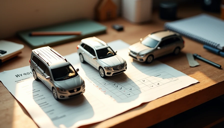 Toy models and comparison chart for minivan SUV wagon family car decision