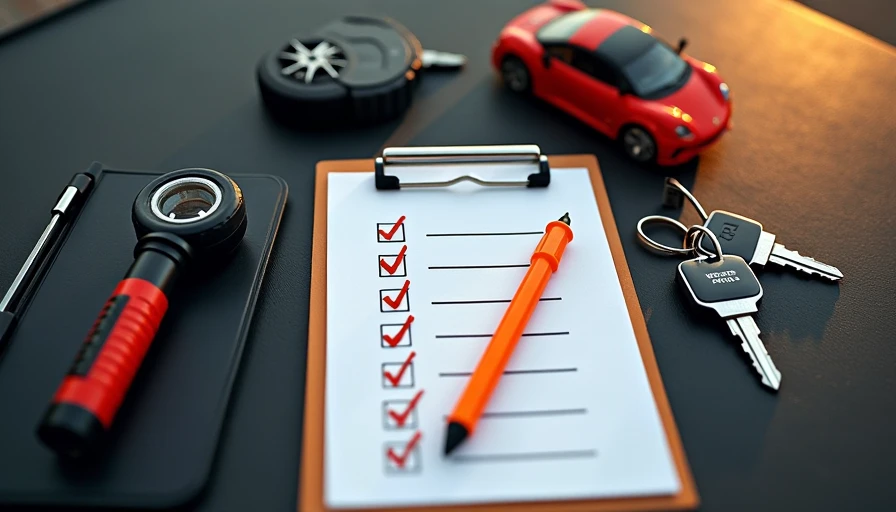 Illustration for how to inspect a used car for problems checklist