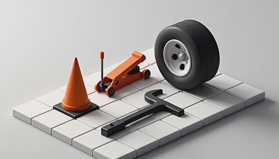 Visual context for car jack tire change