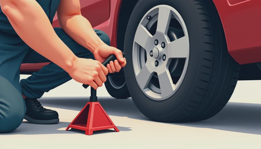 Illustration for car jack tire change